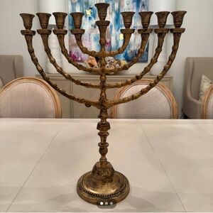 Elegant Gold Menorah Candle Holder